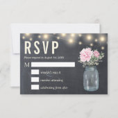 Rustikaler Chalkboard Peony Floral Mason | RSVP-Ka Einladung (Vorderseite)