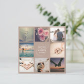 Rustikaler Champagner Ampere und Foto Collage Wedd Save The Date (Stehend Vorderseite)