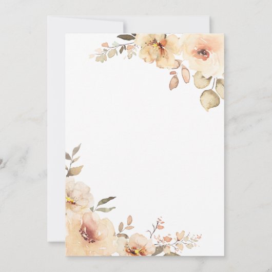 Rustikaler Champagner Cream Floral Bridal Brunch Einladung (Rückseite)