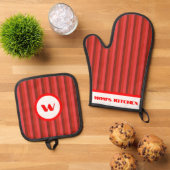 Rustikaler Charm Rot Streifen Ofenhandschuh & Topflappen-Set (Oben Unten)