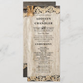 Rustikaler Charm Wedding Burlap & Lace Barn Wood Programm (Vorne/Hinten)