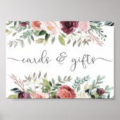 Rustikaler Charme Burgund Blush Pink Blues Hochzei Poster (Vorne)