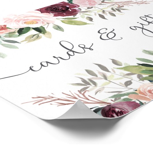 Rustikaler Charme Burgund Blush Pink Blues Hochzei Poster (Ecke)