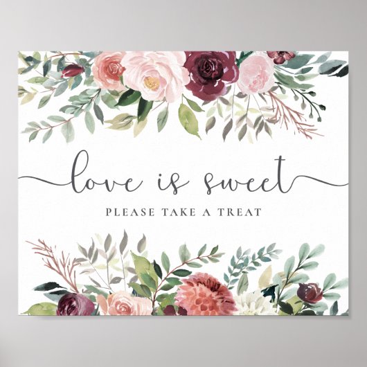 Rustikaler Charme Burgund Blush Pink Blues Hochzei Poster (Vorne)