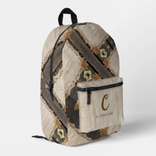 Rustikaler Charme Jute & Spitze Barnwood QR-Code Bedruckter Rucksack
