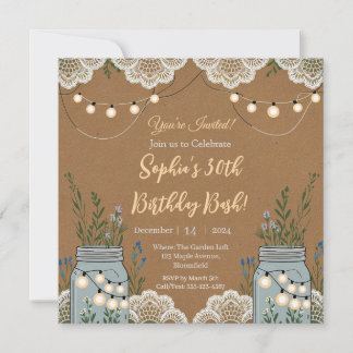 Rustikaler Charme mit Spitzen- und Mason-Gläsern Einladung