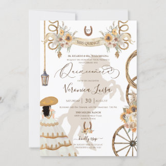 Rustikaler Charro Floral Boho Country Quinceanera Einladung
