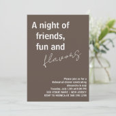 Rustikaler Chic-Abend mit Freunden Probe Dinner Einladung (Stehend Vorderseite)