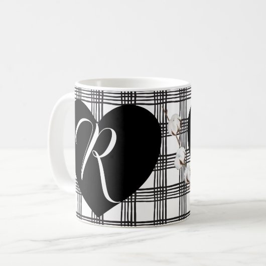 Rustikaler Chic Bauernstil mit Monogramm Kaffeetasse (Vorderseite Links)