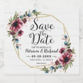 Rustikaler Chic Burgund Blues Hochzeit speichern d Alkoholflaschenetikett (Einzelnes Label)