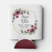 Rustikaler Chic Burgund Blues Hochzeit speichern d Dosenkühler (Rückseite)