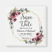 Rustikaler Chic Burgund Blues Hochzeit speichern d Magnet (Vorne)