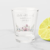 Rustikaler Chic Burgund Blues Hochzeit speichern d Schnapsglas (Rückseite)