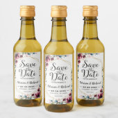 Rustikaler Chic Burgund Blues Hochzeit speichern d Weinetikett (Flaschen)