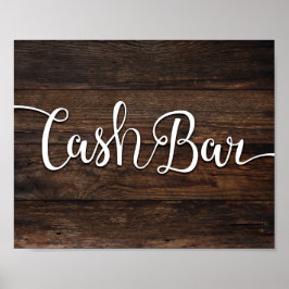 Rustikaler Chic CASH BAR Sign Print Poster