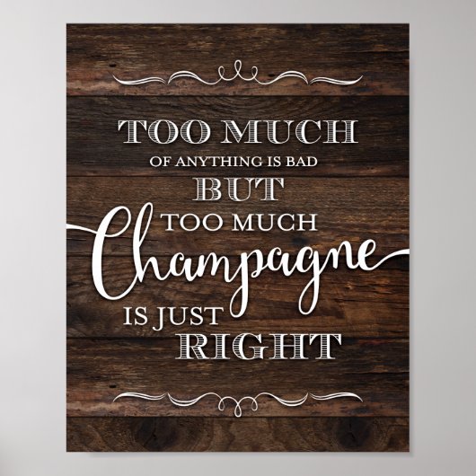 Rustikaler Chic CHAMPAGNE QUOTE-Beschriftung Poster (Vorne)