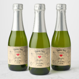 Rustikaler Chic Danke Hochzeit Mini Sparkling Wein Schaumweinetikett