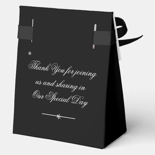 Rustikaler Chic Danke Schwarz-weiße Hochzeit Geschenkschachtel (Rückseite)