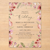 Rustikaler Chic Dusty Floral Wedding Acryleinladungen (Vorderseite)