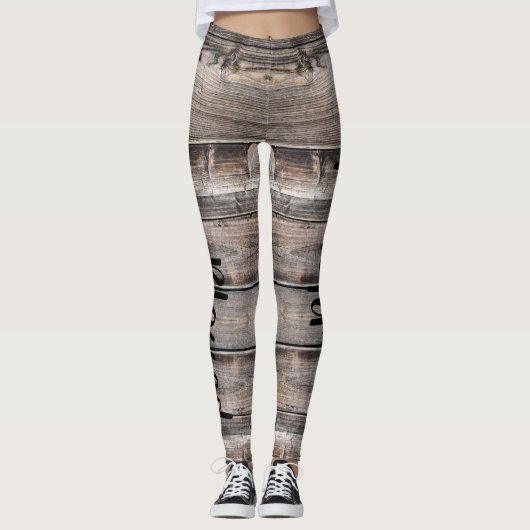 rustikaler Chic Einfach BLESSED-Skript auf Barnwoo Leggings (Vorderseite)