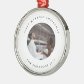 Rustikaler Chic Erste Verheiratete Weihnachten mit Ornament Aus Metall (Links)