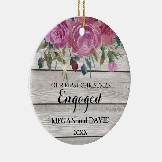 Rustikaler Chic erstes Weihnachten verlobt oder Keramik Ornament (Rechts)