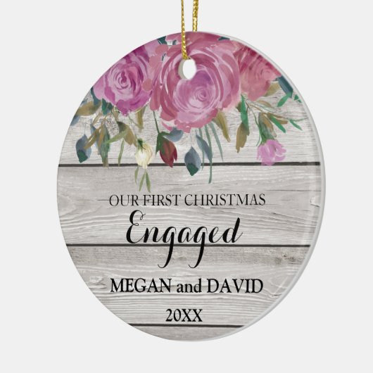 Rustikaler Chic erstes Weihnachten verlobt oder Keramik Ornament (Links)