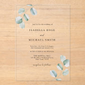 Rustikaler Chic Eukalyptus Wedding Einladung (Vorderseite)