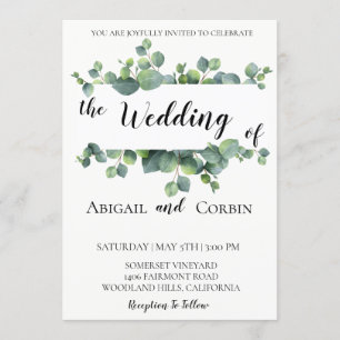 Rustikaler Chic Eukalyptus Wedding Einladung