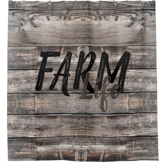 rustikaler Chic FARM LIFE in Skript Duschvorhang (Vorderseite)