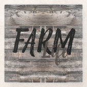 rustikaler Chic FARM LIFE in Skript Glasuntersetzer (Vorderseite)