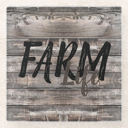 rustikaler Chic FARM LIFE in Skript Glasuntersetzer (Vorderseite)
