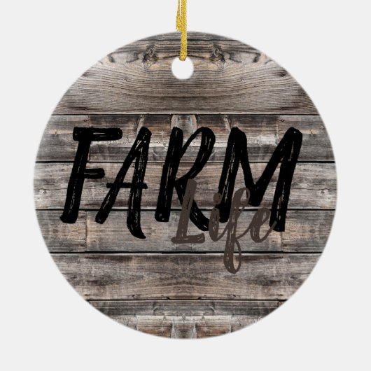 rustikaler Chic FARM LIFE in Skript Keramik Ornament (Hinten)
