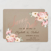 Rustikaler Chic-Floral Save the Date (Vorne/Hinten)