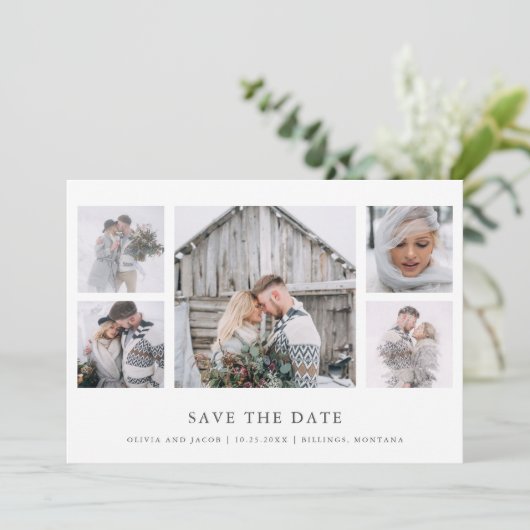 Rustikaler Chic | Foto Grid Save The Date (Stehend Vorderseite)