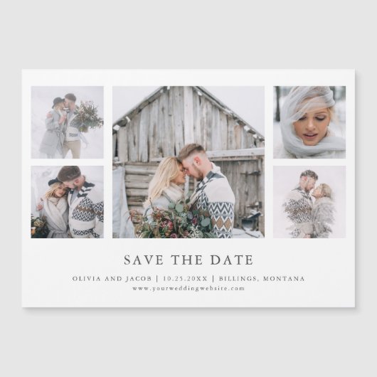 Rustikaler Chic | Foto Grid Wedding Save the Date Magneteinladung (Vorderseite)