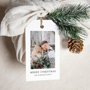 Rustikaler Chic Foto Weihnachtsfeiertag Geschenkanhänger