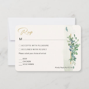 Rustikaler Chic Gold Grünzeug Eukalyptus Hochzeit  RSVP Karte