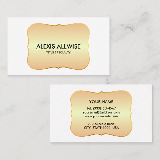 Rustikaler Chic Golden Gradient on White Visitenkarte (Vorne/Hinten)