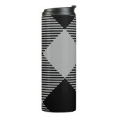 Rustikaler Chic, grau-weiß Kariert Thermosbecher (Nach links gedreht)