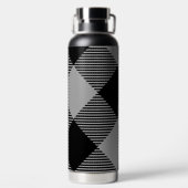 Rustikaler Chic, grau-weiß Kariert Trinkflasche (Rückseite)