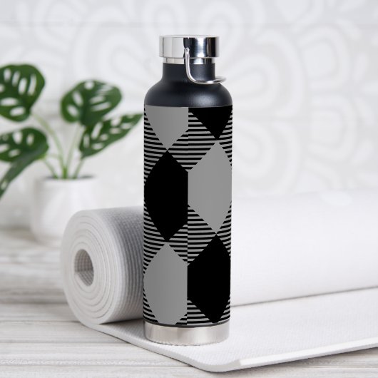Rustikaler Chic, grau-weiß Kariert Trinkflasche (Yoga)