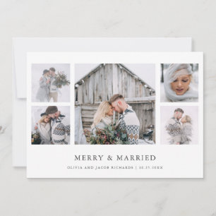 Rustikaler Chic  Grid mit Verheiratetem Foto Feiertagskarte