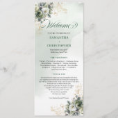 Rustikaler Chic grün und gold Eukalyptus-Hochzeit Programm (Vorderseite)
