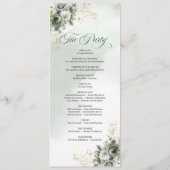 Rustikaler Chic grün und gold Eukalyptus-Hochzeit Programm (Rückseite)