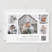 Rustikaler Chic | Mehrbild-Gitter-QR-Code-Hochzeit Save The Date (Vorderseite)