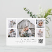 Rustikaler Chic | Mehrbild-Gitter-QR-Code-Hochzeit Save The Date (Stehend Vorderseite)