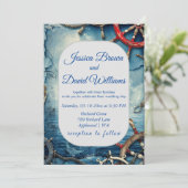 Rustikaler Chic Nautical Wedding Einladung (Stehend Vorderseite)