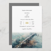 Rustikaler Chic Oceanic Holzsteg Art Beach Hochzei Einladung (Vorne/Hinten)