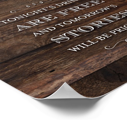 Rustikaler Chic OPEN BAR Party signieren Poster (Ecke)